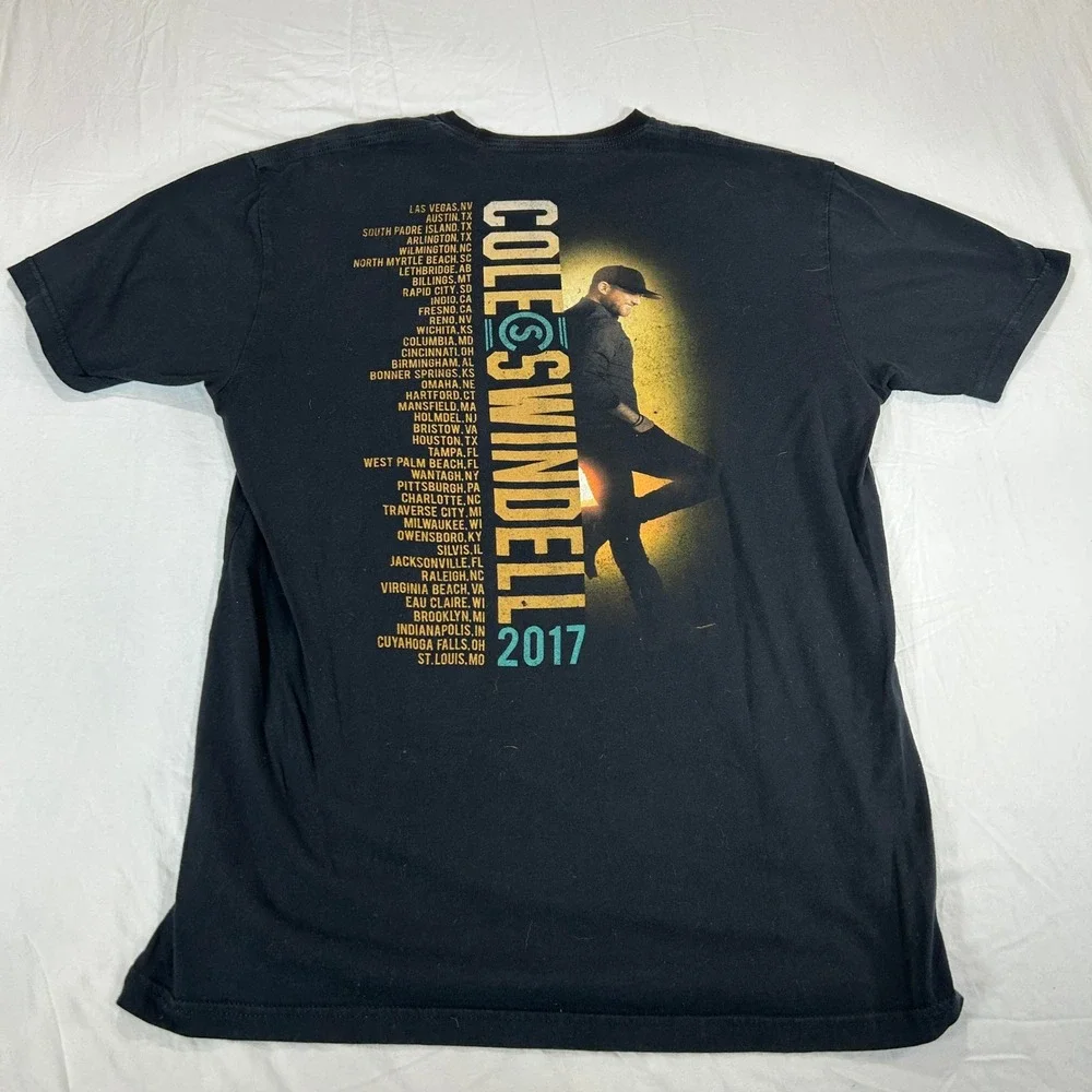 Cole Swindell 2017 Concert Tour Graphic T-Shirt Mens Large Black Next Level